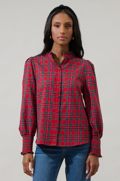 Miley Plaid Red Top