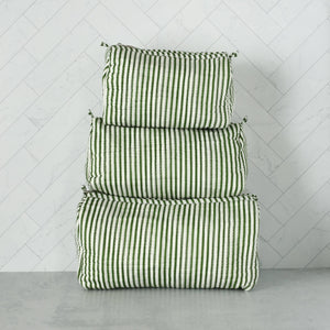 Cosmetic Bag Green Stripe, Set of 3