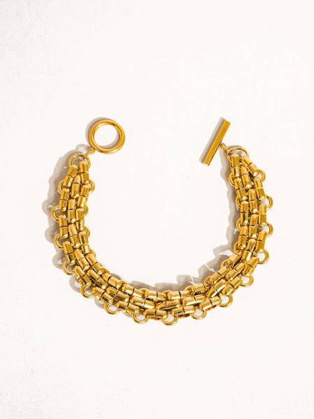 Donni 18K Gold Non-Tarnish Bold Weave Bracelet: Yellow Gold