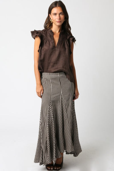 Gaia Ruffled Blouse in Coffee