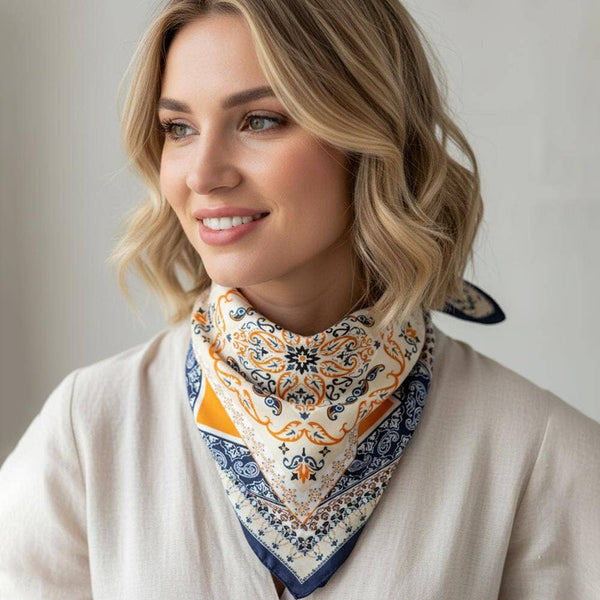 Paisley Arabesque Navy Scarf