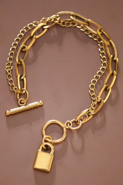 18k Non-tarnish Chain Bracelet with Lock