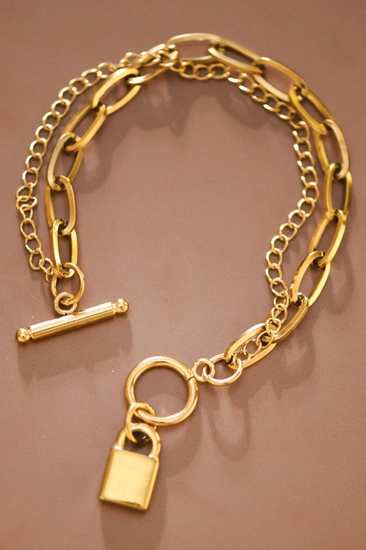 18k Non-tarnish Chain Bracelet with Lock