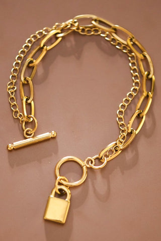 18k Non-tarnish Chain Bracelet with Lock