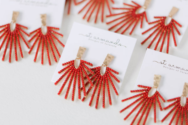 Red Sunburst Earrings