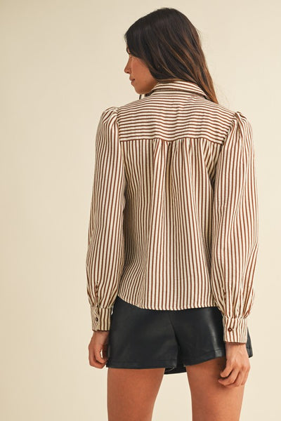 Mocha Scalloped Trim Top