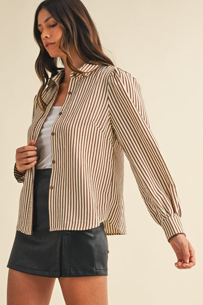 Mocha Scalloped Trim Top
