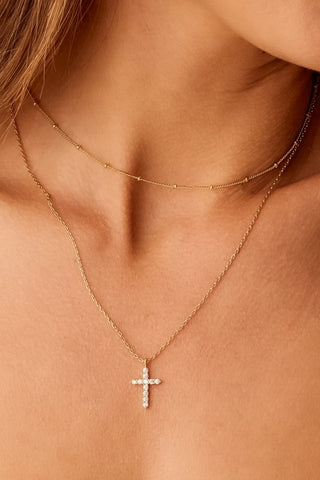 Dainty Two Layered Necklace + Cross