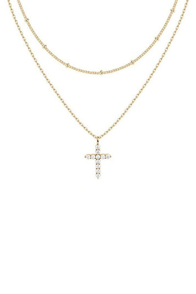 Dainty Two Layered Necklace + Cross