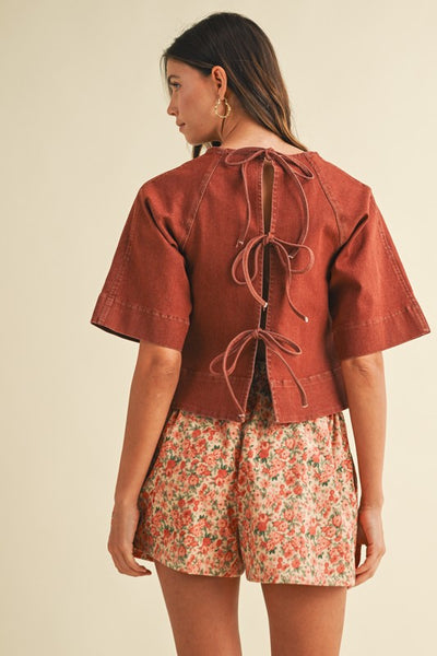 Annie Tie Back Denim Top