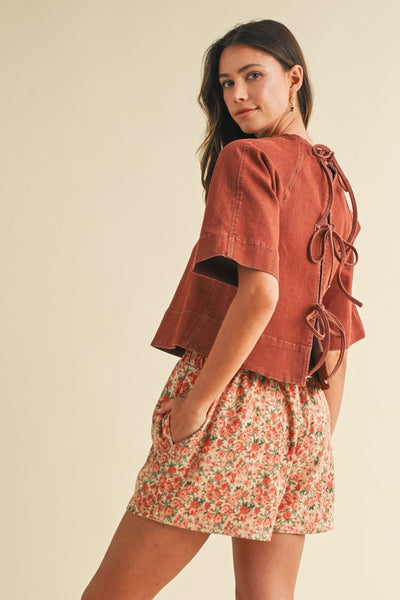 Annie Tie Back Denim Top