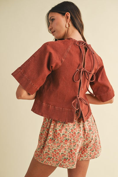 Annie Tie Back Denim Top