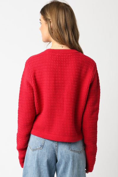 Maggie Button Sweater Scarlet