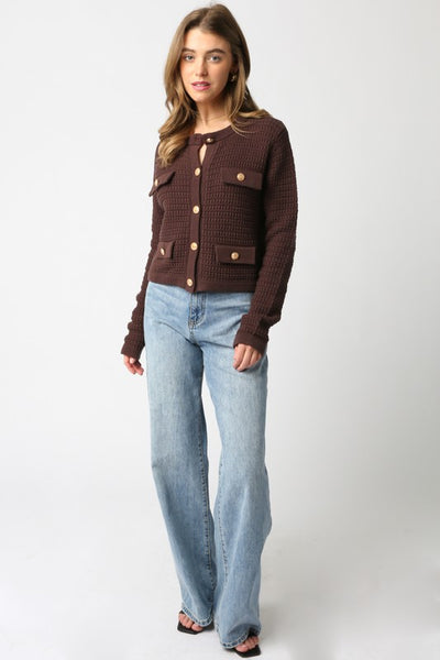 Maggie Button Sweater Brown