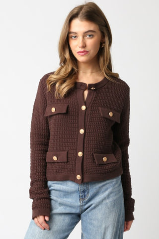 Maggie Button Sweater Brown