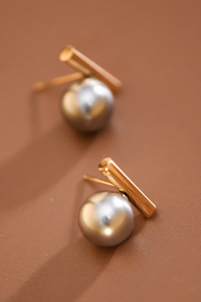 Gray Pearl Stud Earrings