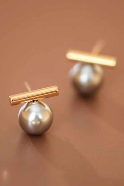 Gray Pearl Stud Earrings