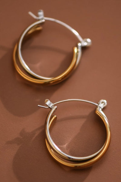 Waterproof Non-tarnish Dual Tone Hoops