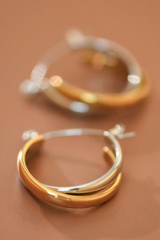 Waterproof Non-tarnish Dual Tone Hoops