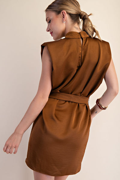 Glam Cocoa Satin Dress