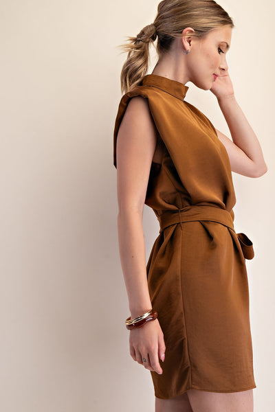 Glam Cocoa Satin Dress