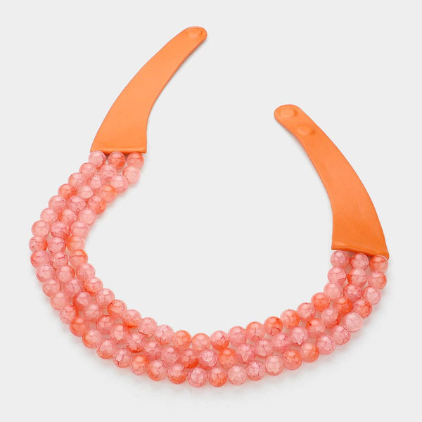 Coral Layered Faux Leather Necklace
