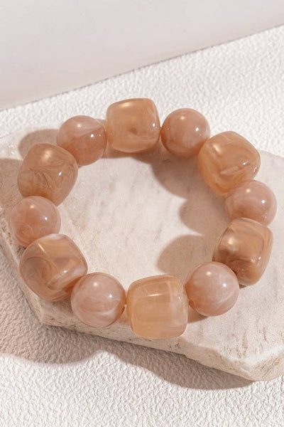 Block Cube Stretch Bracelet Cream