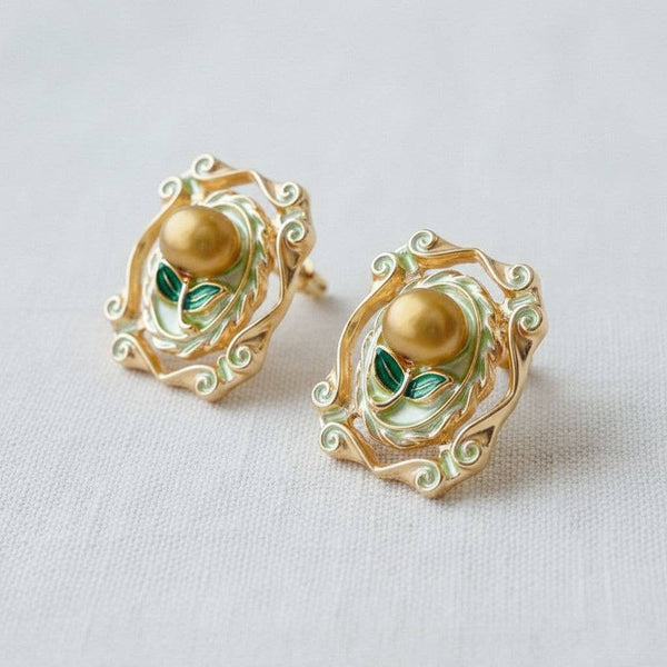 Golden Pearl Drop Earrings