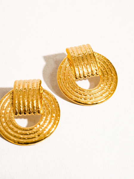 Candela Non-Tarnish Stripe Hoop Earring