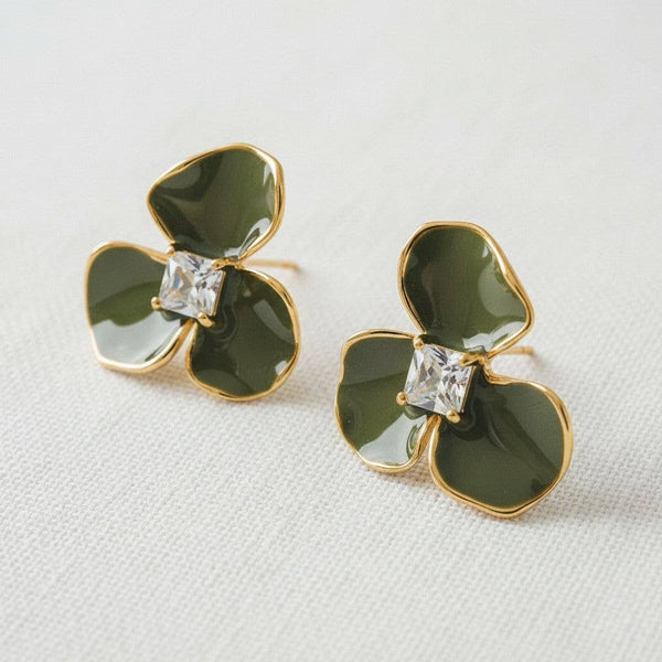 Vintage Green Floral Earrings