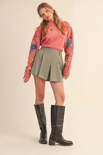 Houndstooth Pleated Shorts