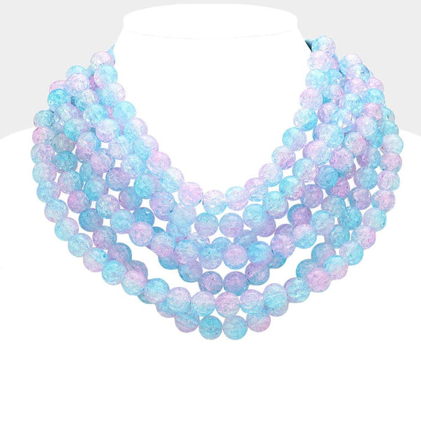 Multi Layered Faux Leather Necklace: Cotton Candy