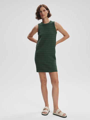 Varley Mindy Contrast Stitch Knit Dress Cilantro