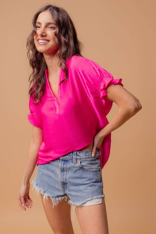 Hot Pink Silky Top