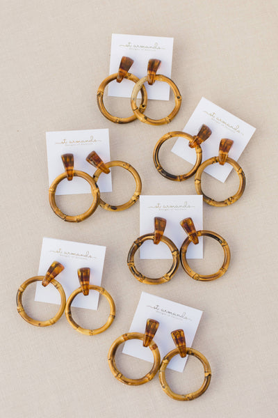 Dark Bamboo Drop Earrings