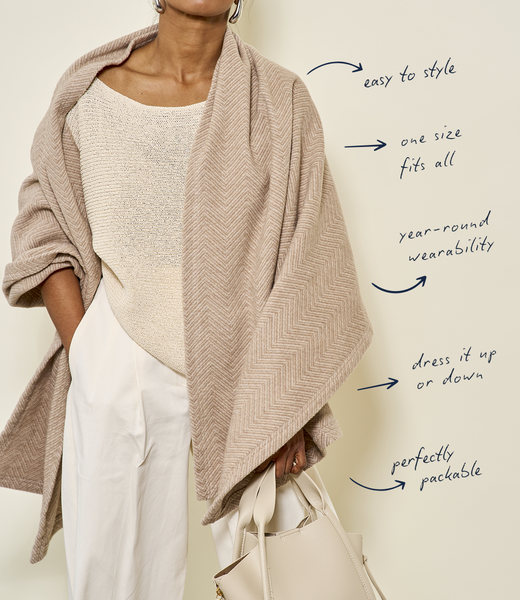 Bayside Herringbone Shawl - Wheat