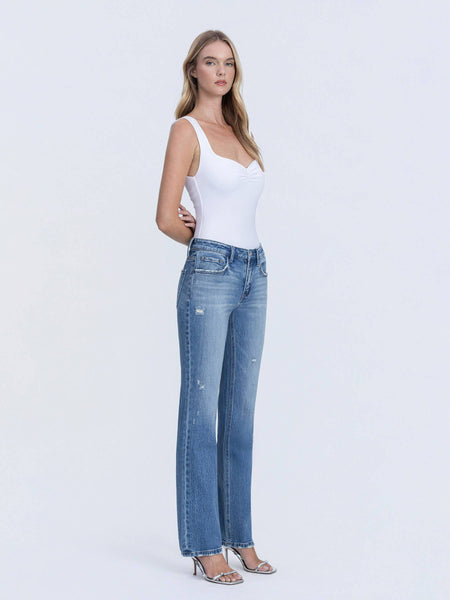 Mid Rise Straight Leg Jeans