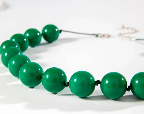Green Boho Beaded Necklace