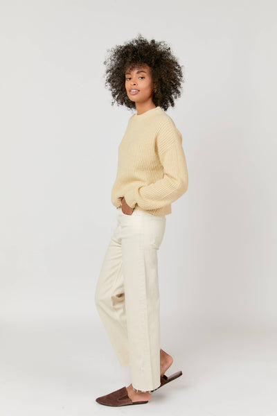 Aberdeen Ecru Ankle Crop High Rise Jean