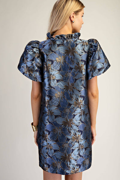 Gilded Garden Blue Mini Dress