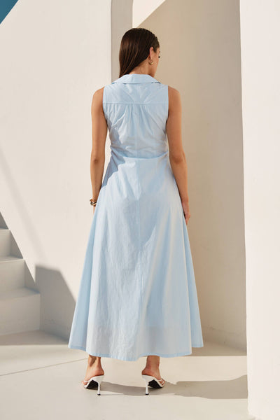 Sky Pintuck Maxi Dress