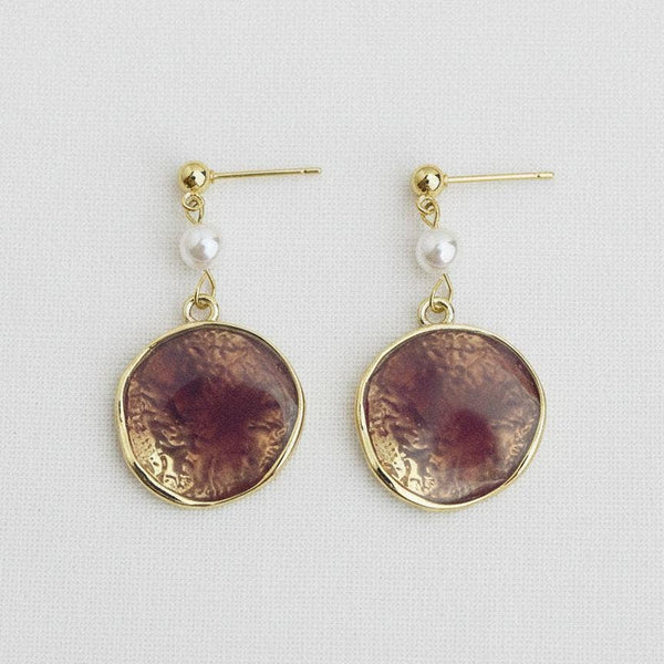 Purple Enamel Drop Earrings