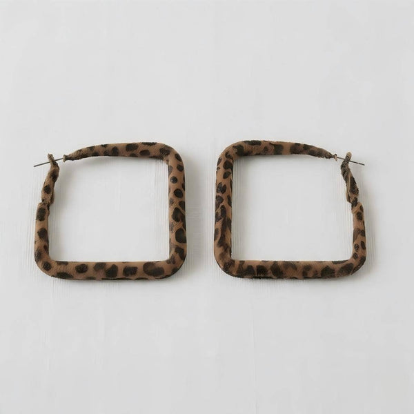Leopard Print Square Hoop Earrings
