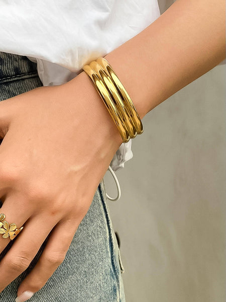 Elodie Non-Tarnish Stripe Bangle
