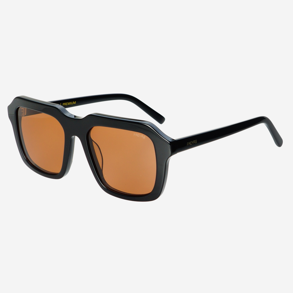Charlie Acetate Unisex Rectangular Sunglasses: Black
