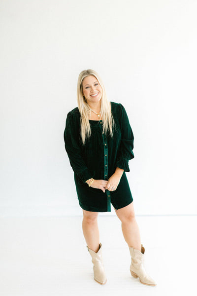 Vera Green Velvet Dress