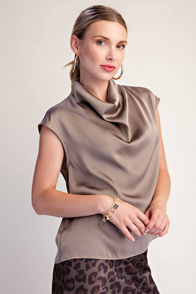 Glam Satin Mocha Top