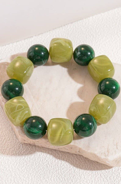 Block Cube Stretch Bracelet Green