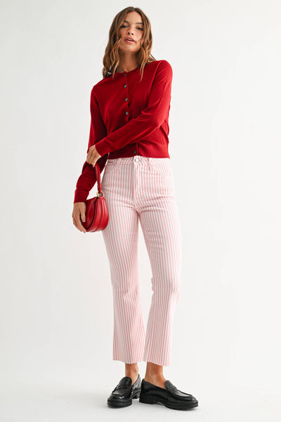 Flamingo Stripe Cropped Denim