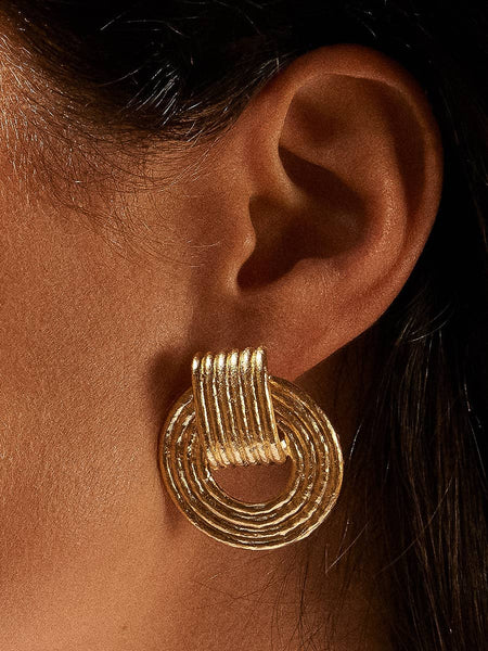Candela Non-Tarnish Stripe Hoop Earring